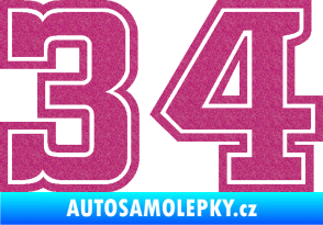 Samolepka Startovní číslo 34 typ 5 Ultra Metalic růžová