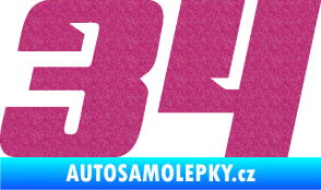 Samolepka Startovní číslo 34 typ 6 Ultra Metalic růžová