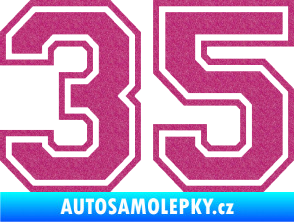 Samolepka Startovní číslo 35 typ 4 Ultra Metalic růžová
