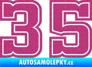 Samolepka Startovní číslo 35 typ 5 Ultra Metalic růžová