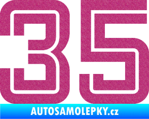 Samolepka Startovní číslo 35 typ 7 Ultra Metalic růžová