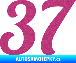 Samolepka Startovní číslo 37 typ 3  Ultra Metalic růžová