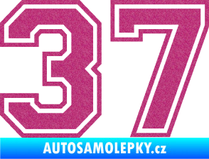 Samolepka Startovní číslo 37 typ 4  Ultra Metalic růžová