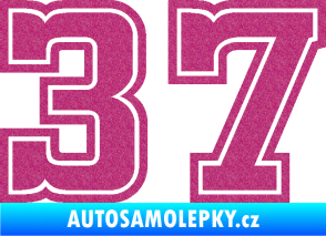 Samolepka Startovní číslo 37 typ 5 Ultra Metalic růžová