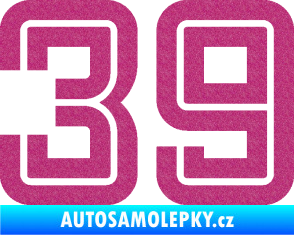 Samolepka Startovní číslo 39 typ 7 Ultra Metalic růžová