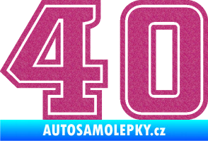 Samolepka Startovní číslo 40 typ 5 Ultra Metalic růžová