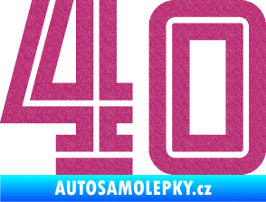 Samolepka Startovní číslo 40 typ 7 Ultra Metalic růžová