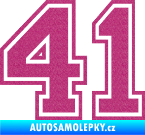 Samolepka Startovní číslo 41 typ 4 Ultra Metalic růžová