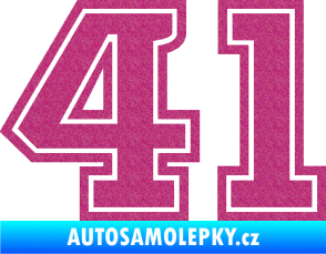 Samolepka Startovní číslo 41 typ 5 Ultra Metalic růžová