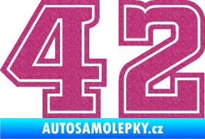 Samolepka Startovní číslo 42 typ 5 Ultra Metalic růžová