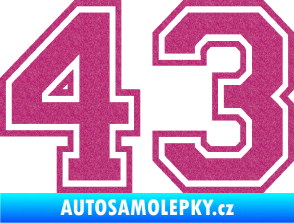 Samolepka Startovní číslo 43 typ 4 Ultra Metalic růžová