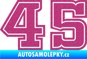Samolepka Startovní číslo 45 typ 5 Ultra Metalic růžová