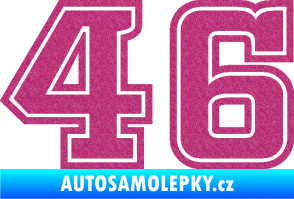 Samolepka Startovní číslo 46 typ 5 Ultra Metalic růžová