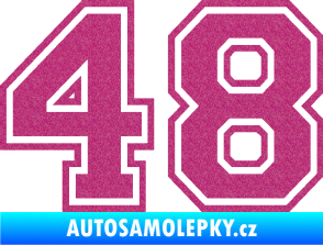 Samolepka Startovní číslo 48 typ 4 Ultra Metalic růžová