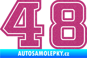 Samolepka Startovní číslo 48 typ 5 Ultra Metalic růžová