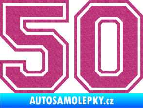 Samolepka Startovní číslo 50 typ 4 Ultra Metalic růžová