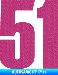 Samolepka Startovní číslo 51 typ 2 Ultra Metalic růžová