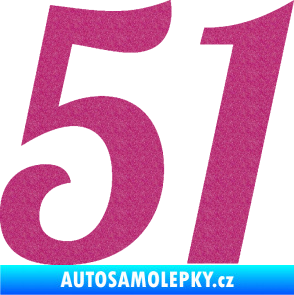 Samolepka Startovní číslo 51 typ 3 Ultra Metalic růžová