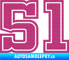 Samolepka Startovní číslo 51 typ 5 Ultra Metalic růžová