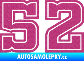 Samolepka Startovní číslo 52 typ 5 Ultra Metalic růžová