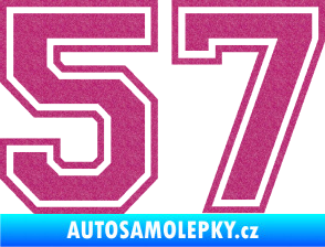 Samolepka Startovní číslo 57 typ 4 Ultra Metalic růžová