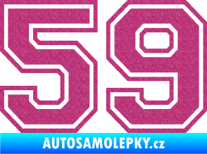 Samolepka Startovní číslo 59 typ 4 Ultra Metalic růžová