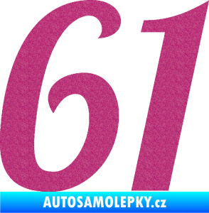 Samolepka Startovní číslo 61 typ 3 Ultra Metalic růžová
