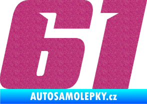 Samolepka Startovní číslo 61 typ 6 Ultra Metalic růžová