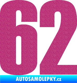 Samolepka Startovní číslo 62 typ 2  Ultra Metalic růžová