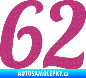 Samolepka Startovní číslo 62 typ 3 Ultra Metalic růžová