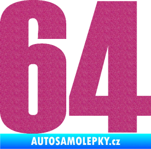 Samolepka Startovní číslo 64 typ 2    Ultra Metalic růžová