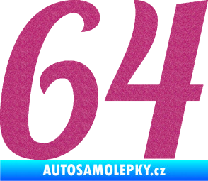Samolepka Startovní číslo 64 typ 3 Ultra Metalic růžová