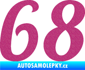Samolepka Startovní číslo 68 typ 3 Ultra Metalic růžová