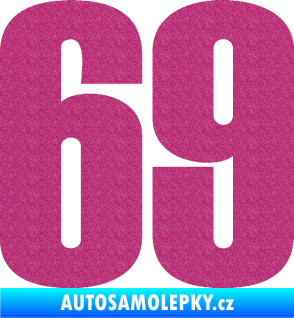 Samolepka Startovní číslo 69 typ 2        Ultra Metalic růžová