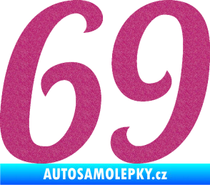 Samolepka Startovní číslo 69 typ 3 Ultra Metalic růžová