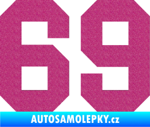 Samolepka Startovní číslo 69 Ultra Metalic růžová