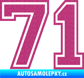 Samolepka Startovní číslo 71 typ 4 Ultra Metalic růžová