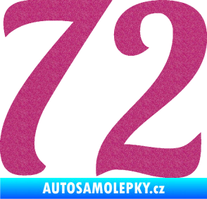 Samolepka Startovní číslo 72 typ 3   Ultra Metalic růžová