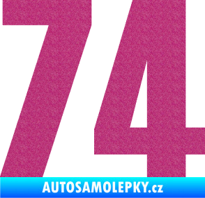 Samolepka Startovní číslo 74 typ 2     Ultra Metalic růžová
