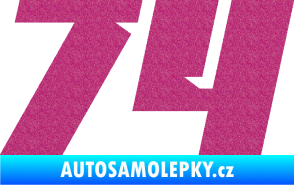 Samolepka Startovní číslo 74 typ 6 Ultra Metalic růžová