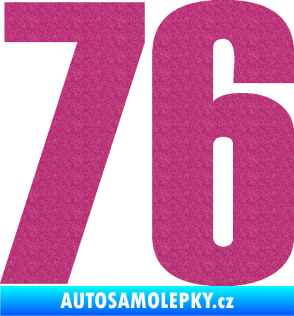 Samolepka Startovní číslo 76 typ 2       Ultra Metalic růžová