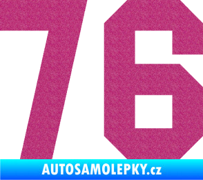 Samolepka Startovní číslo 76 Ultra Metalic růžová