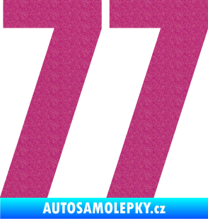 Samolepka Startovní číslo 77 typ 2        Ultra Metalic růžová