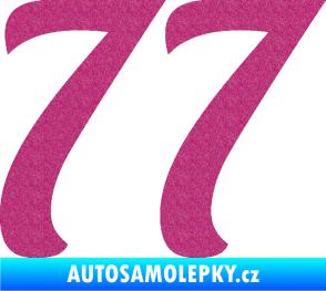 Samolepka Startovní číslo 77 typ 3   Ultra Metalic růžová