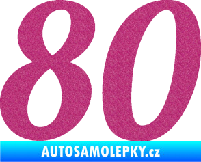 Samolepka Startovní číslo 80 typ 3   Ultra Metalic růžová