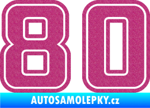 Samolepka Startovní číslo 80 typ 5 Ultra Metalic růžová