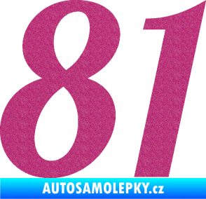 Samolepka Startovní číslo 81 typ 3   Ultra Metalic růžová