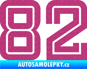 Samolepka Startovní číslo 82 typ 7 Ultra Metalic růžová
