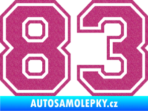 Samolepka Startovní číslo 83 typ 4 Ultra Metalic růžová