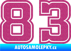 Samolepka Startovní číslo 83 typ 5 Ultra Metalic růžová